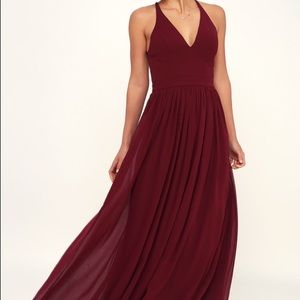 Love Spell Burgundy Lace-Back Maxi Dress